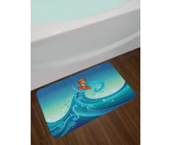 Surfing Baby Waves Bath Mat