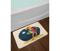 Cheerful Accordion Player Bath Mat