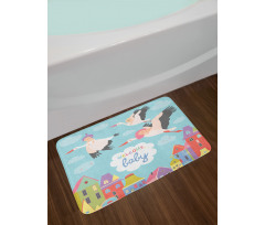 Cartoon Storks Bath Mat