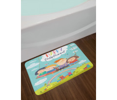 Happy Kids on a Swing Bath Mat