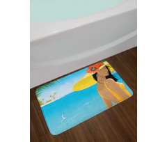 Young Woman Tropical Sea Bath Mat