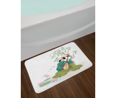 Woman Music Instrument Bath Mat