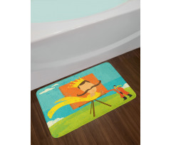 Funny Cartoon Artist Bath Mat