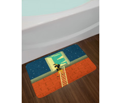 Woman on Ladder Bath Mat