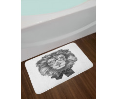 Hipster Animal in Glasses Bath Mat