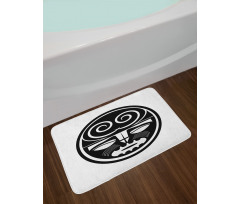 Black Maori Mask Design Bath Mat