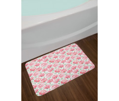 Stamped Peony Design Bath Mat