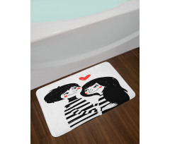 Romantic Young Couple Bath Mat
