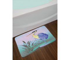Heron with Reed Water Bath Mat