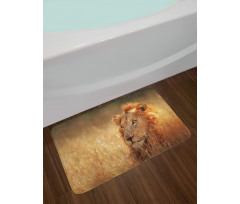 Male Lion Grass Field Bath Mat