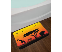 Silhouette of Animals Bath Mat