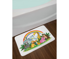 Animals Under Rainbow Bath Mat