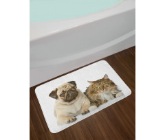 Pets Sitting Studio Shot Bath Mat