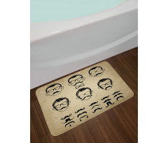 Male Face Moustache Hair Bath Mat