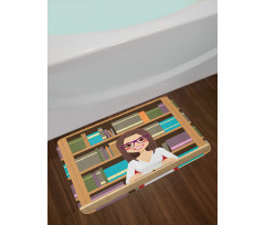 Student Girl Reading Book Bath Mat