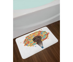 Woman with Luxuriant Hair Bath Mat