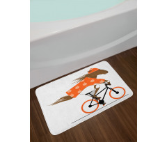 Hipster Horse Riding Bike Bath Mat