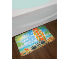 Tropical Beach Surfboard Bath Mat