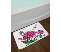 Peonies and Dragonflies Bath Mat