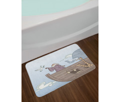 Old Man and Dove Ancient Bath Mat