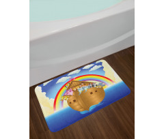 Clouds Animals Ship Ancient Bath Mat