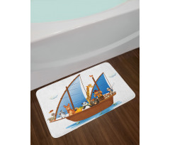 Animal Boat Sailing Ancient Bath Mat