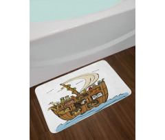 Ancient Flood Story Motif Bath Mat