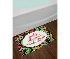 Tropical Theme Words Bath Mat