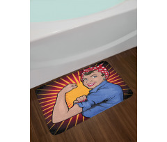 Retro Powerful Woman Bath Mat