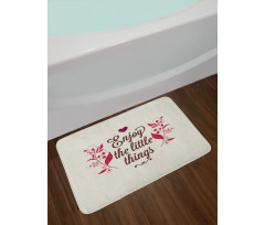 Retro Slogan and Flowers Bath Mat