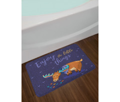 Elk Grazing in the Rain Bath Mat