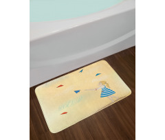 Girl with Paper Planes Bath Mat