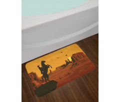 Sunset Scene and Cowboy Bath Mat