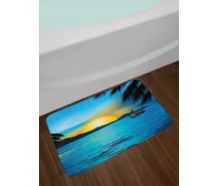 Calm Sunrise Fishing Boat Bath Mat