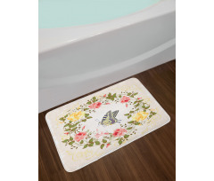 Vintage Wreath Butterfly Bath Mat