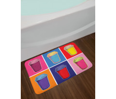 Modern Pop Art Cups Bath Mat