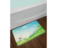 Cartoon Country Landscape Bath Mat