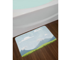 Cartoon Mountains Idyllic Bath Mat