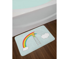 Doodle Girl on a Ladder Bath Mat