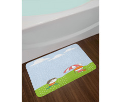 Boy and Girl in the Rain Bath Mat