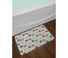 Valentines Day Animals Bath Mat