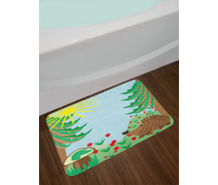 Rising Sun Above Trees Bath Mat