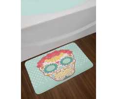 Floral Lady Skull Bath Mat