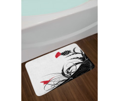 Floral Butterfly Motif Bath Mat