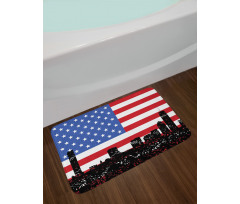 Skyline and US Flag Bath Mat