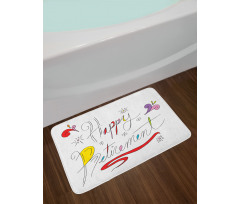 Floral Motifs Doodle Bath Mat