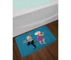 Old Couple Dancing Bath Mat