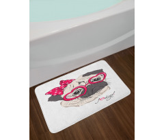 Cartoon Fashion Hipster Dog Bath Mat