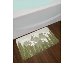 Woodcut Style Mountain Land Bath Mat