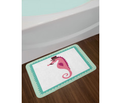 Hipster Seahorse Hat Bath Mat